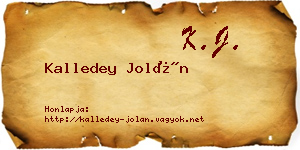 Kalledey Jolán névjegykártya